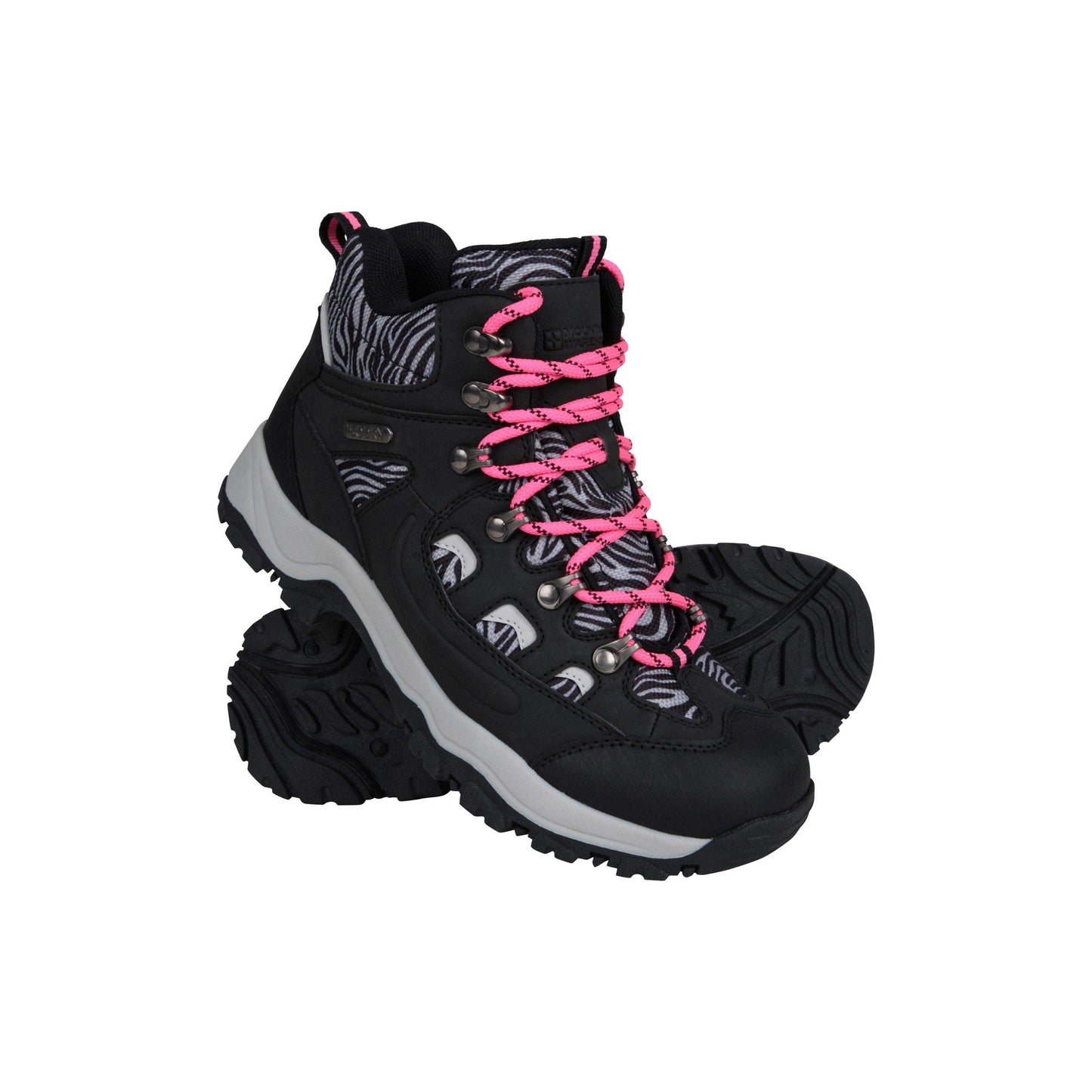 Bright Pink - Front - Mountain Warehouse Womens-Ladies Adventurer Leopard Print Faux Suede Waterproof Walking Boots