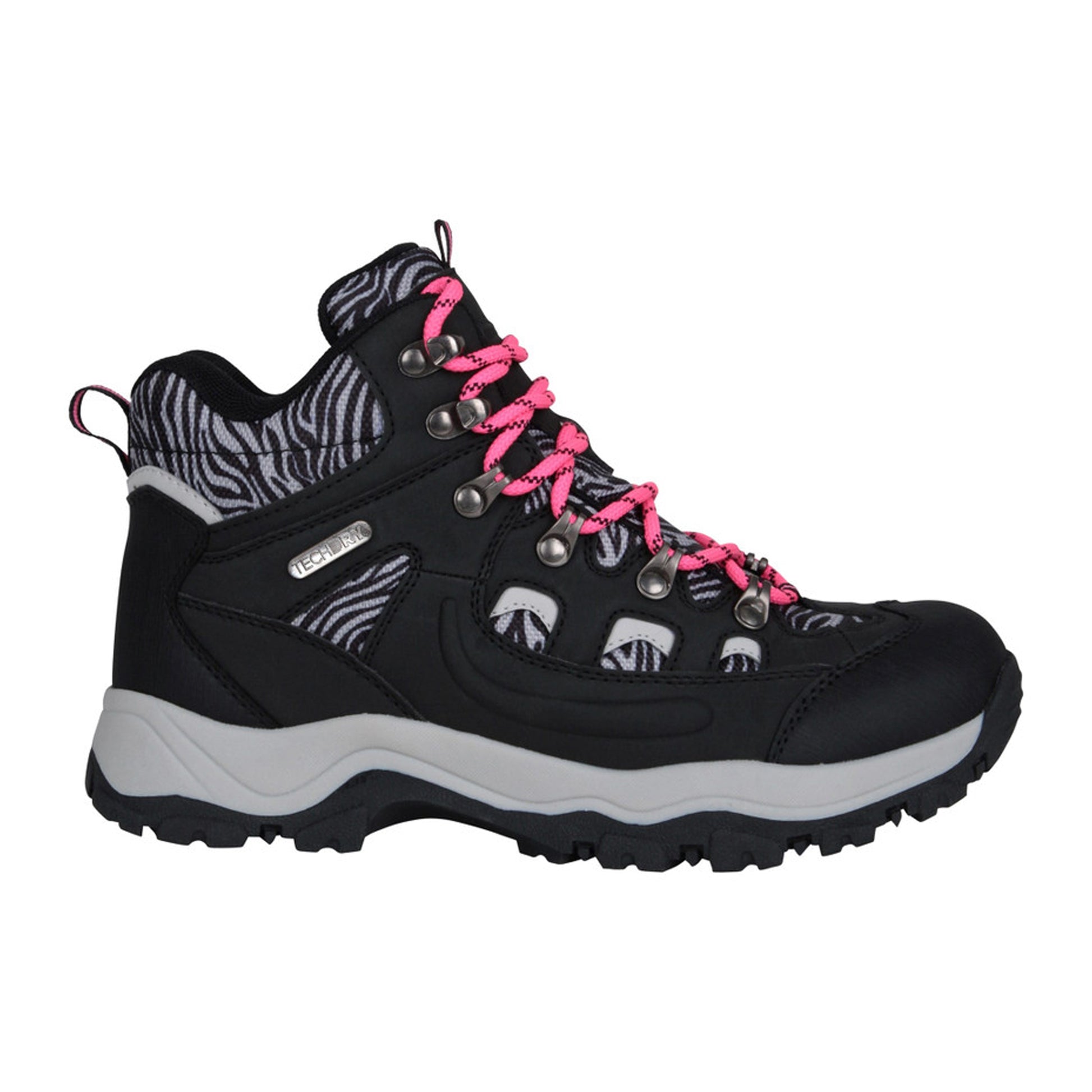 Bright Pink - Side - Mountain Warehouse Womens-Ladies Adventurer Leopard Print Faux Suede Waterproof Walking Boots