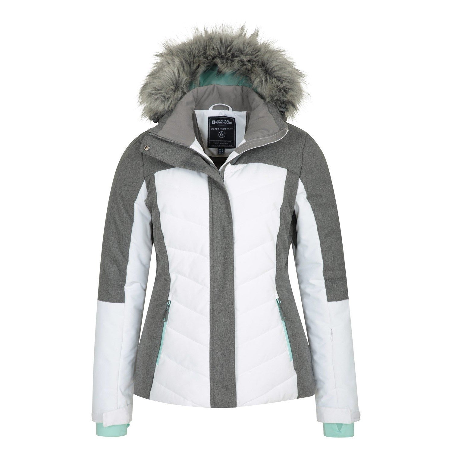 White - Pack Shot - Mountain Warehouse Womens-Ladies Pyrenees Padded Ski Jacket