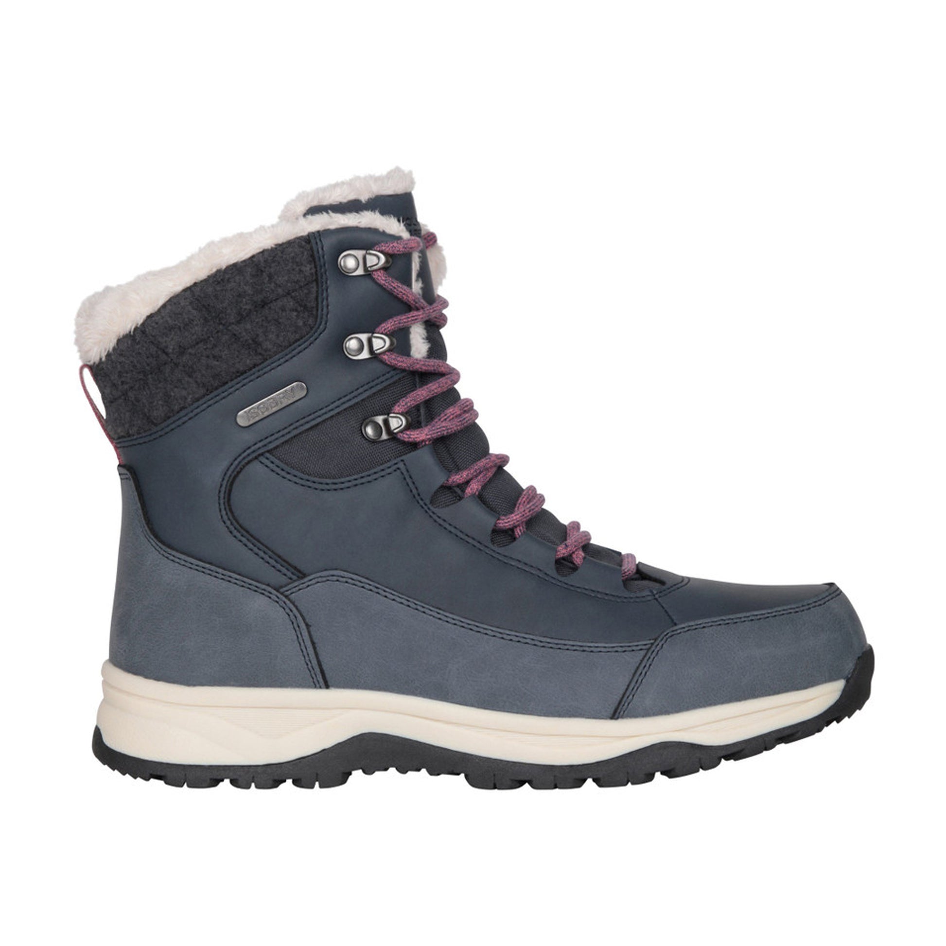 Navy - Side - Mountain Warehouse Womens-Ladies Tundra Leather Snow Boots