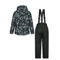 Black - Back - Mountain Warehouse Childrens-Kids Camo Ski Jacket & Trousers Set