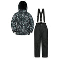 Black - Front - Mountain Warehouse Childrens-Kids Camo Ski Jacket & Trousers Set