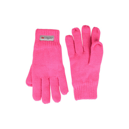 Bright Pink - Front - Mountain Warehouse Childrens-Kids Thermal Thinsulate Knitted Gloves