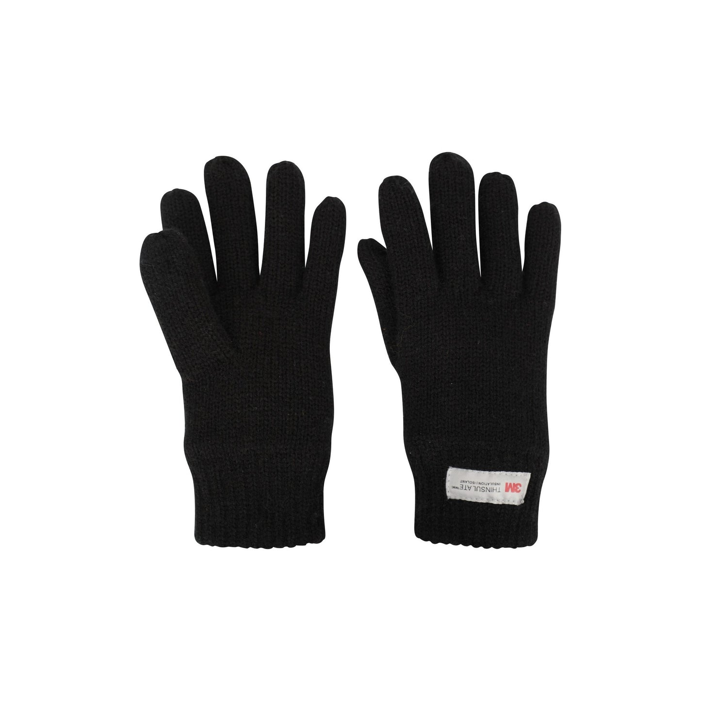 Black - Side - Mountain Warehouse Childrens-Kids Thermal Thinsulate Knitted Gloves