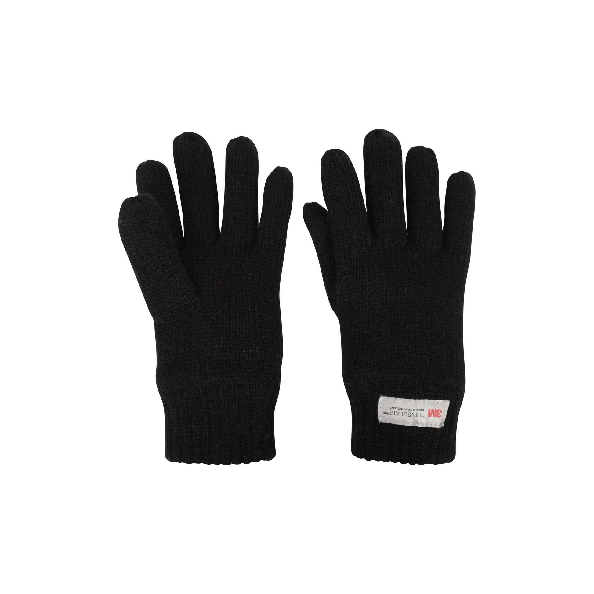 Black - Side - Mountain Warehouse Childrens-Kids Thermal Thinsulate Knitted Gloves