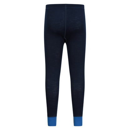 Black-Blue - Side - Mountain Warehouse Childrens-Kids II Merino Wool Base Layer Bottoms