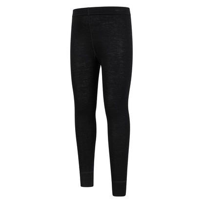 Black - Side - Mountain Warehouse Childrens-Kids II Merino Wool Base Layer Bottoms