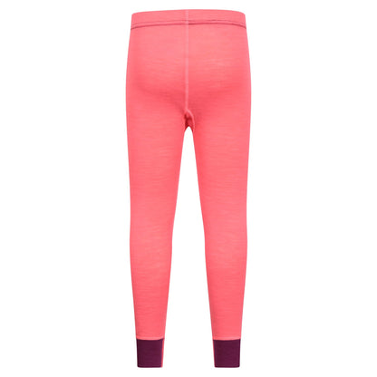Bright Pink - Side - Mountain Warehouse Childrens-Kids II Merino Wool Base Layer Bottoms
