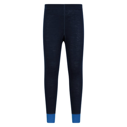 Black-Blue - Front - Mountain Warehouse Childrens-Kids II Merino Wool Base Layer Bottoms