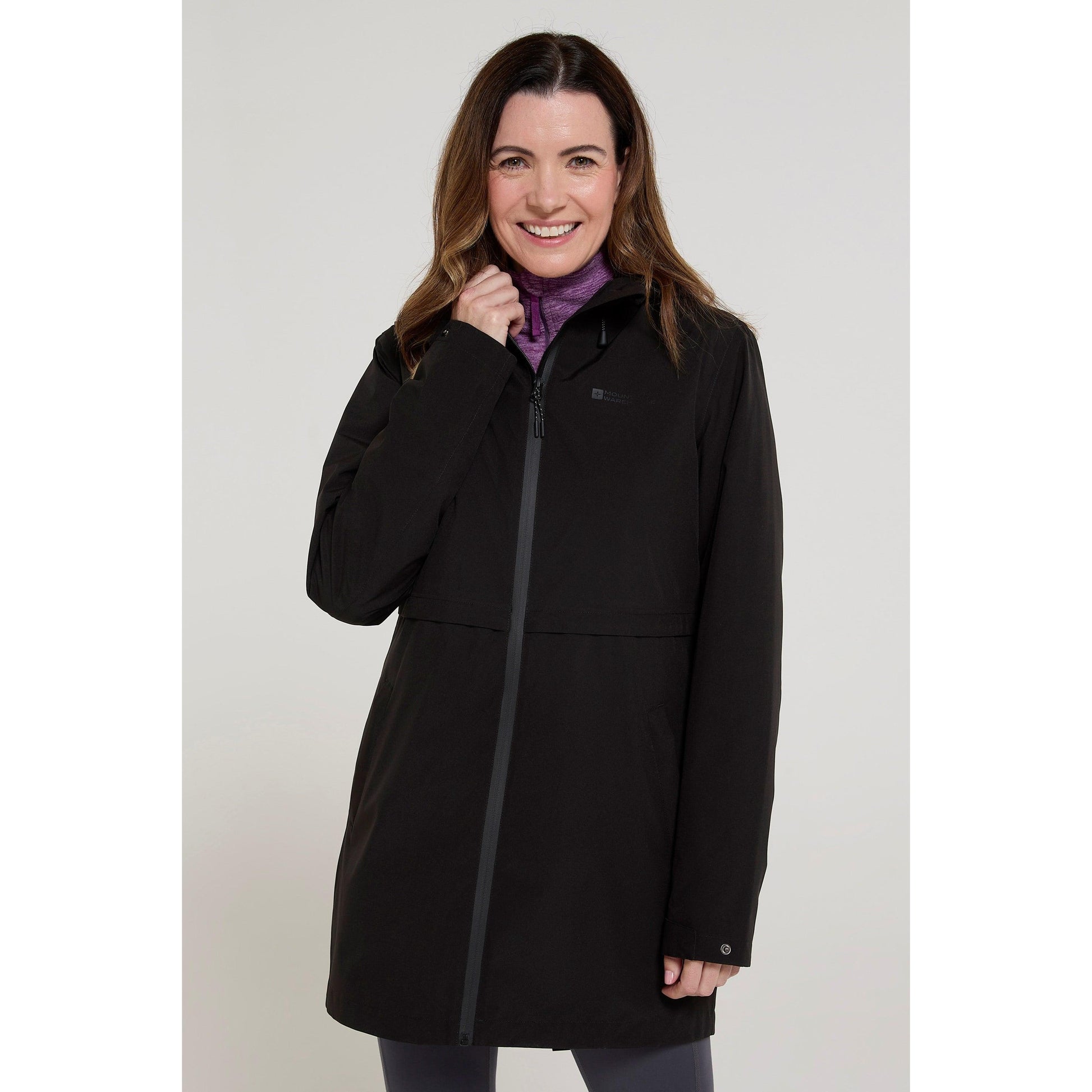 Jet Black - Close up - Mountain Warehouse Womens-Ladies Hilltop II Waterproof Jacket