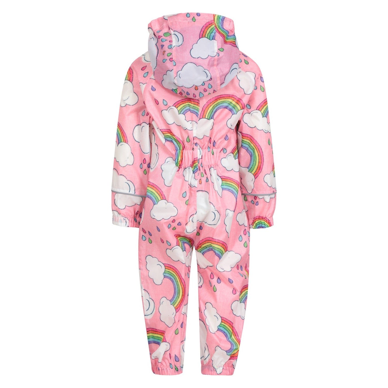 Pink-Purple - Back - Mountain Warehouse Childrens-Kids Puddle Rainbow Waterproof Rain Suit