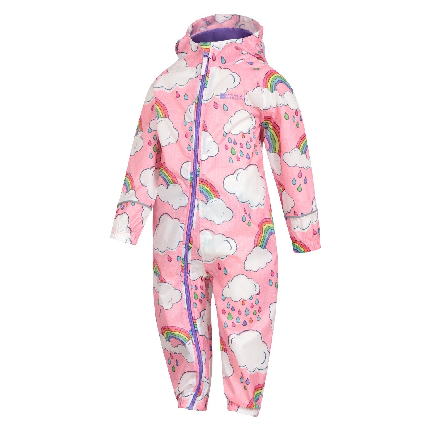 Pink-Purple - Lifestyle - Mountain Warehouse Childrens-Kids Puddle Rainbow Waterproof Rain Suit