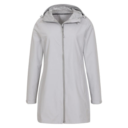 Light Grey - Pack Shot - Mountain Warehouse Womens-Ladies Solstice 2.5 Layer Long Waterproof Jacket