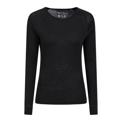 Black - Front - Mountain Warehouse Womens-Ladies Merino II Thermal Top