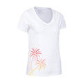 White - Side - Mountain Warehouse Womens-Ladies Palm Tree V Neck T-Shirt
