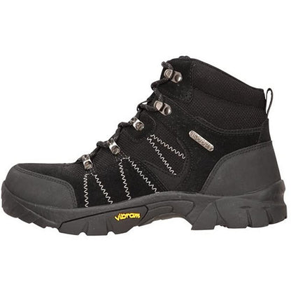 Black - Side - Mountain Warehouse Childrens-Kids Edinburgh Waterproof Suede Walking Boots