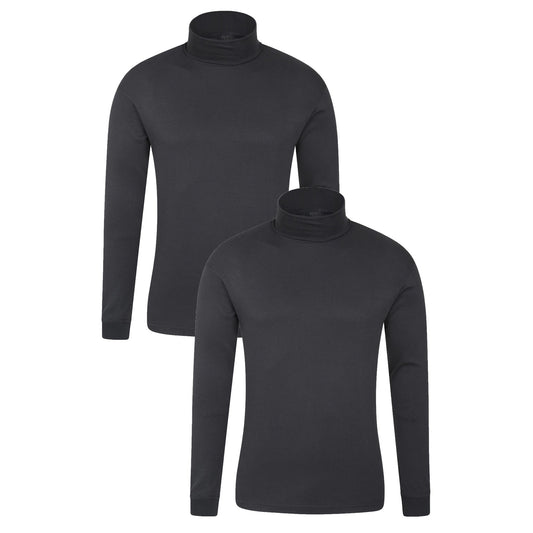 Black - Front - Mountain Warehouse Mens Meribel Thermal Top (Pack of 2)