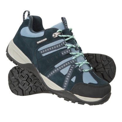 Navy - Front - Mountain Warehouse Womens-Ladies Direction II Suede Wide Walking Shoes