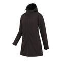 Black - Side - Mountain Warehouse Womens-Ladies Exodus Water Resistant Longline Soft Shell Jacket