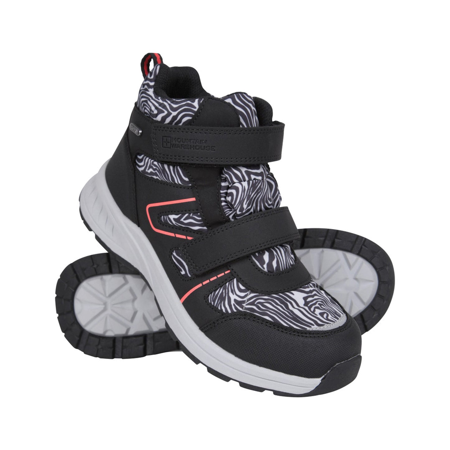 Monochrome - Pack Shot - Mountain Warehouse Childrens-Kids Jupiter Adaptive Leopard Print Walking Boots