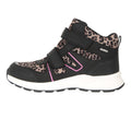 Black-Pink - Side - Mountain Warehouse Childrens-Kids Jupiter Adaptive Leopard Print Walking Boots