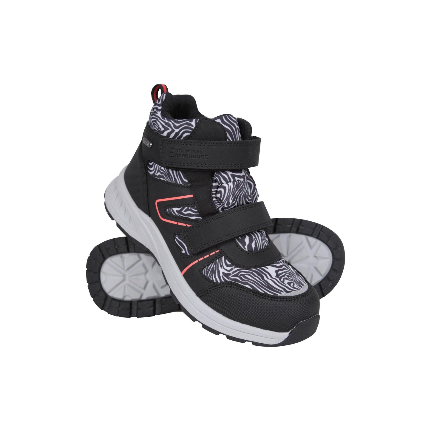 Monochrome - Front - Mountain Warehouse Childrens-Kids Jupiter Adaptive Leopard Print Walking Boots
