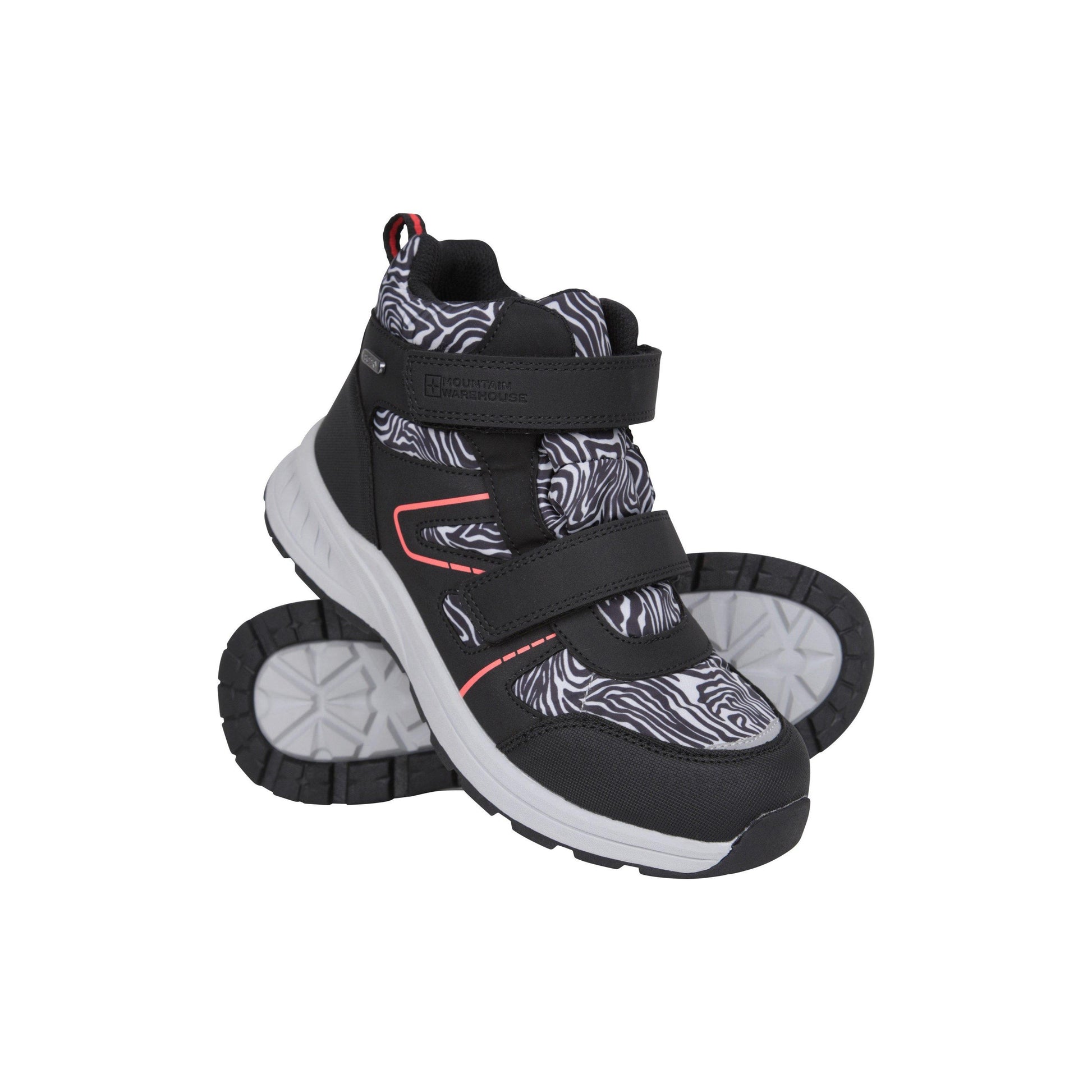 Monochrome - Front - Mountain Warehouse Childrens-Kids Jupiter Adaptive Leopard Print Walking Boots