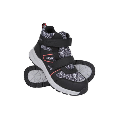 Monochrome - Front - Mountain Warehouse Childrens-Kids Jupiter Adaptive Leopard Print Walking Boots