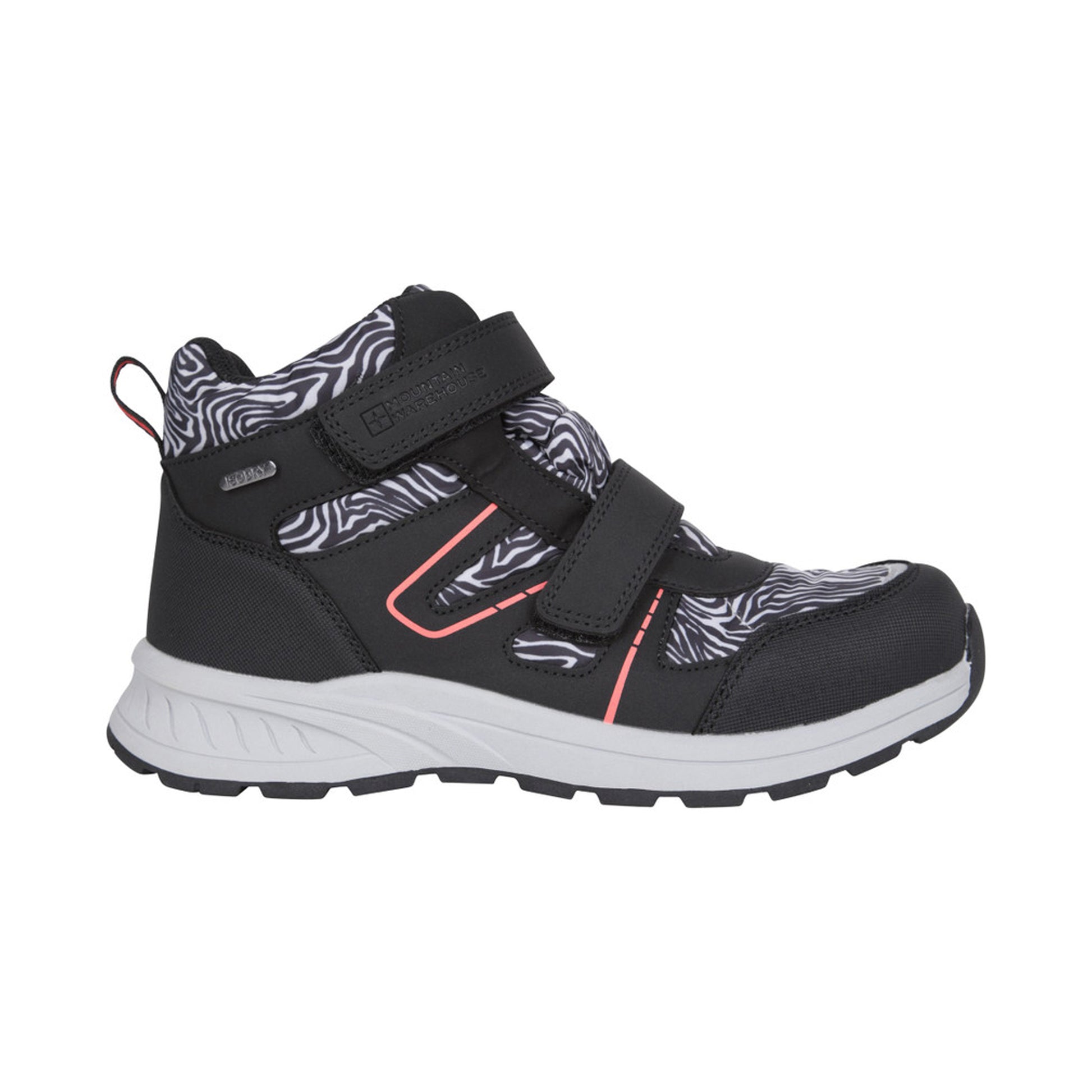 Monochrome - Front - Mountain Warehouse Childrens-Kids Jupiter Adaptive Leopard Print Walking Boots