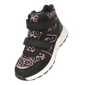 Black-Pink - Front - Mountain Warehouse Childrens-Kids Jupiter Adaptive Leopard Print Walking Boots