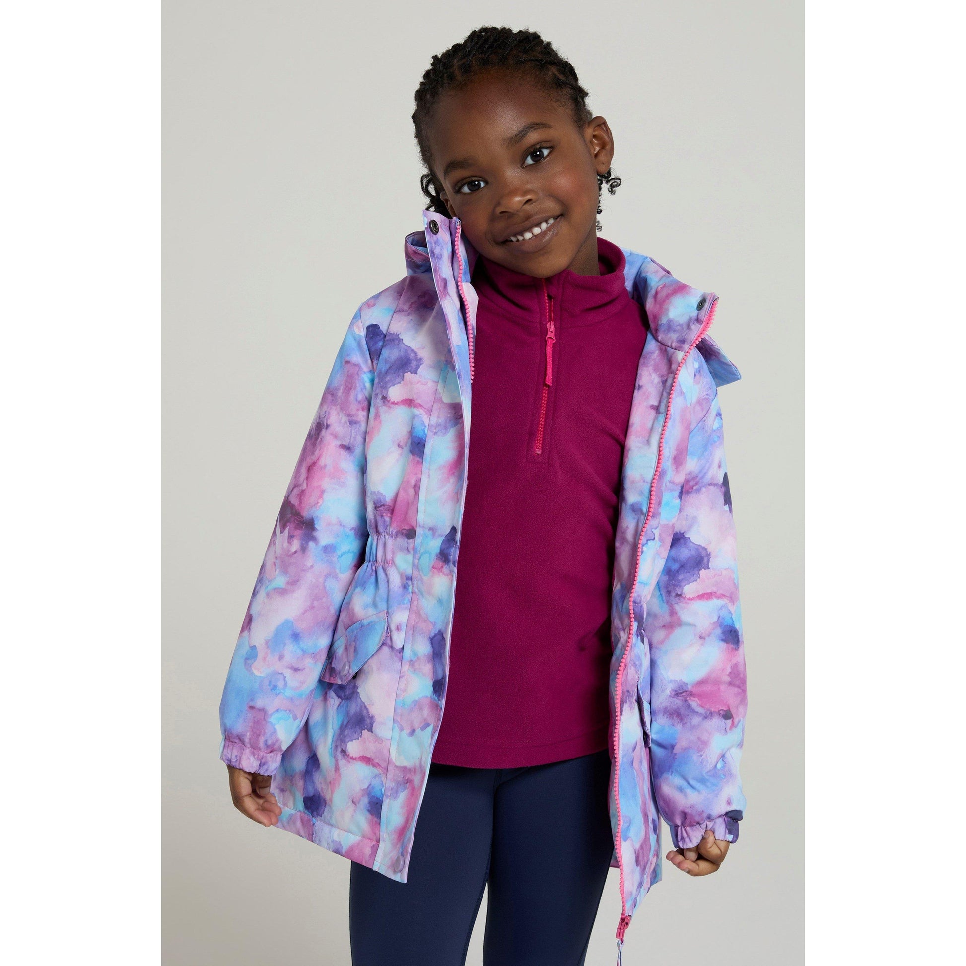 Purple - Front - Mountain Warehouse Childrens-Kids Dale Floral Waterproof Jacket