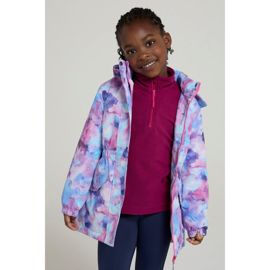 Purple - Front - Mountain Warehouse Childrens-Kids Dale Floral Waterproof Jacket