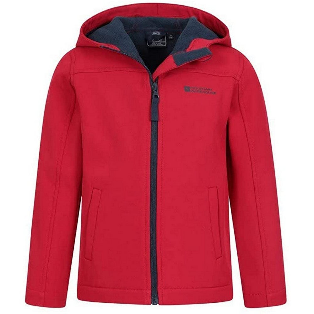 Red - Pack Shot - Mountain Warehouse Childrens-Kids Exodus Water Resistant Soft Shell Jacket