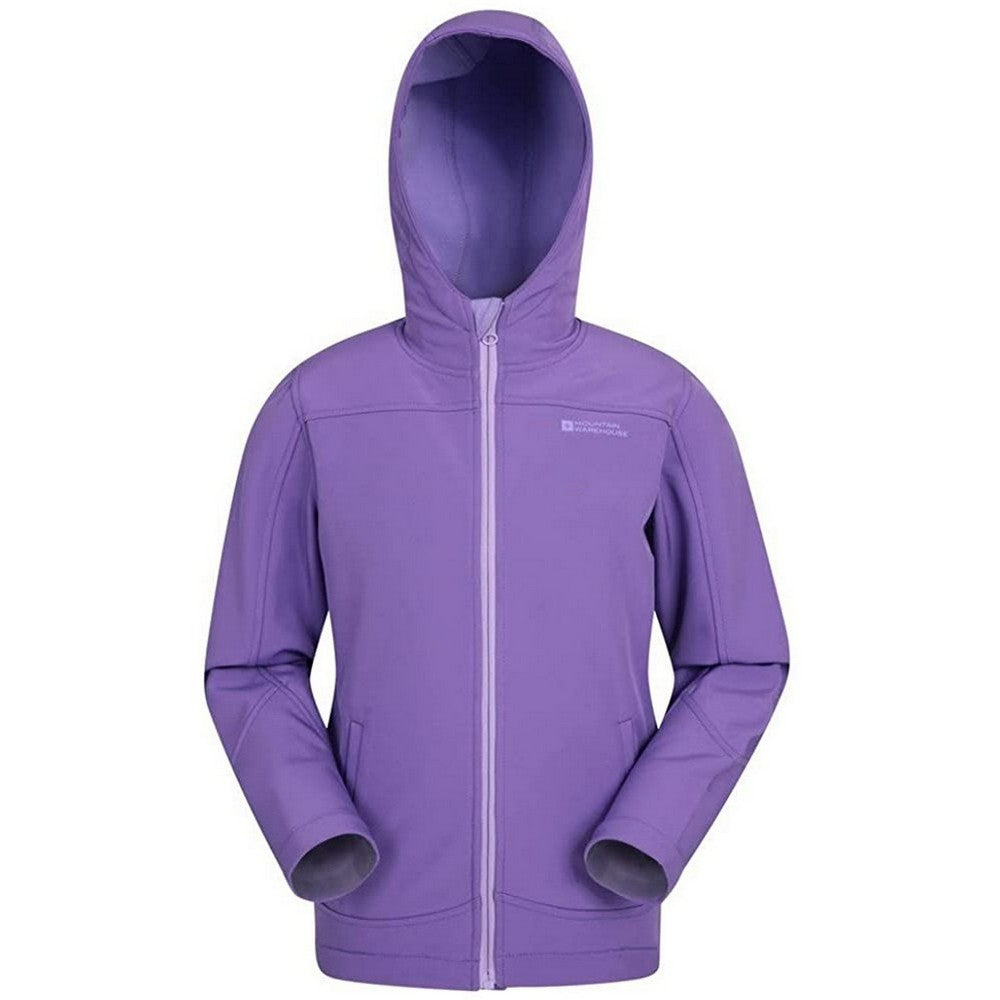 Purple - Front - Mountain Warehouse Childrens-Kids Exodus Water Resistant Soft Shell Jacket