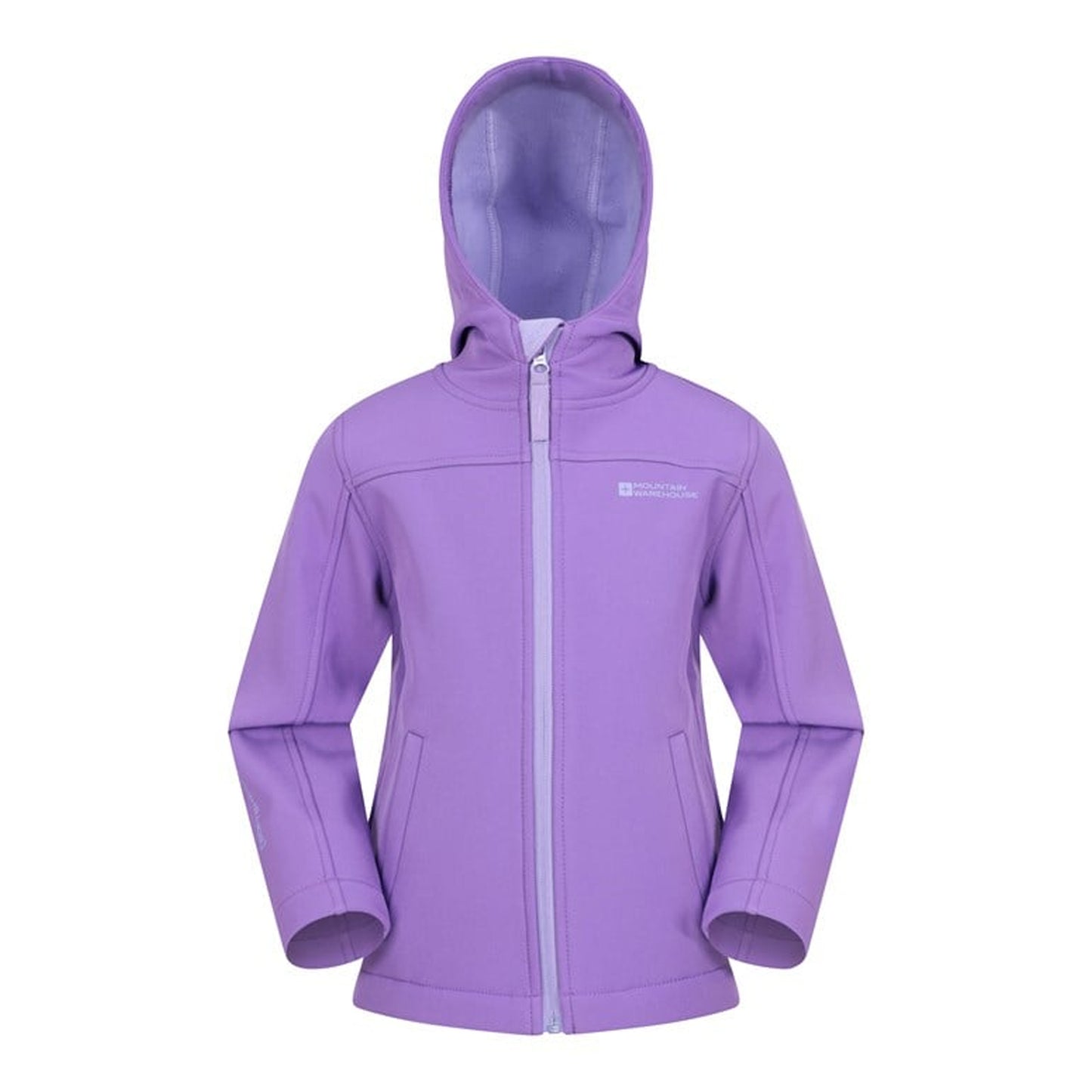 Light Purple - Front - Mountain Warehouse Childrens-Kids Exodus Water Resistant Soft Shell Jacket