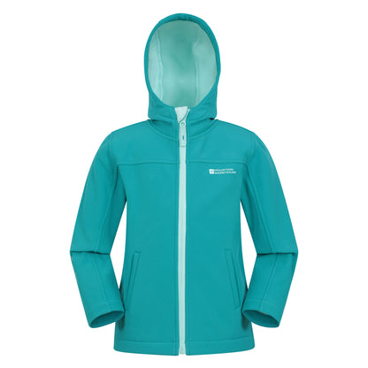 Teal - Front - Mountain Warehouse Childrens-Kids Exodus Water Resistant Soft Shell Jacket