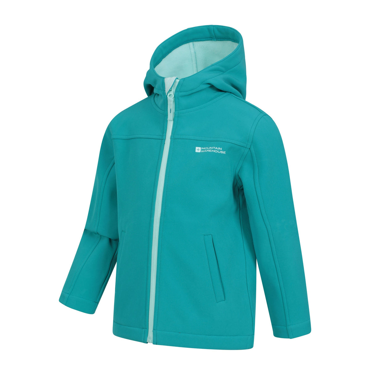 Teal - Side - Mountain Warehouse Childrens-Kids Exodus Water Resistant Soft Shell Jacket