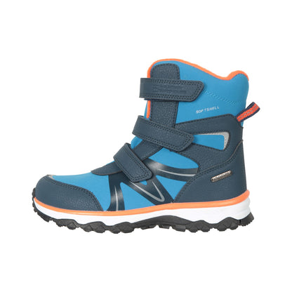 Blue-Orange - Side - Mountain Warehouse Childrens-Kids Slope Adaptive Softshell Snow Boots