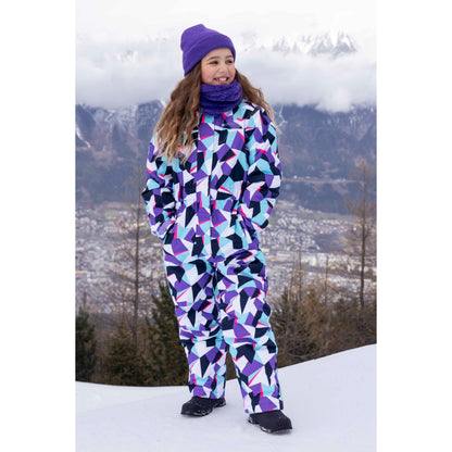 Purple - Front - Mountain Warehouse Childrens-Kids Cloud Geometric Snowsuit