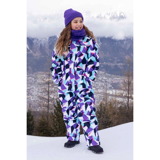 Purple - Front - Mountain Warehouse Childrens-Kids Cloud Geometric Snowsuit