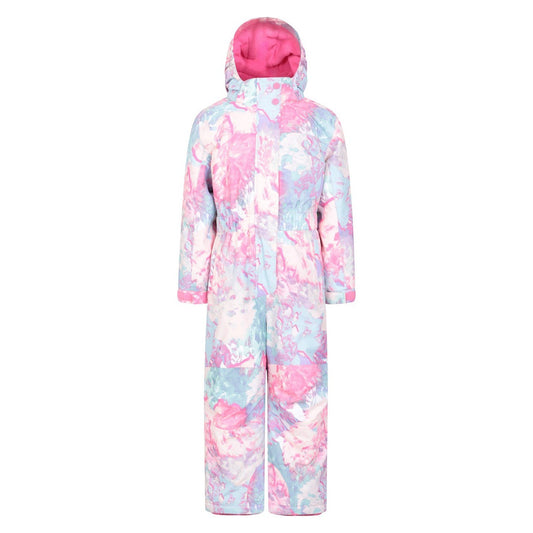 Bubblegum Pink - Front - Mountain Warehouse Childrens-Kids Cloud Watercolour Snowsuit