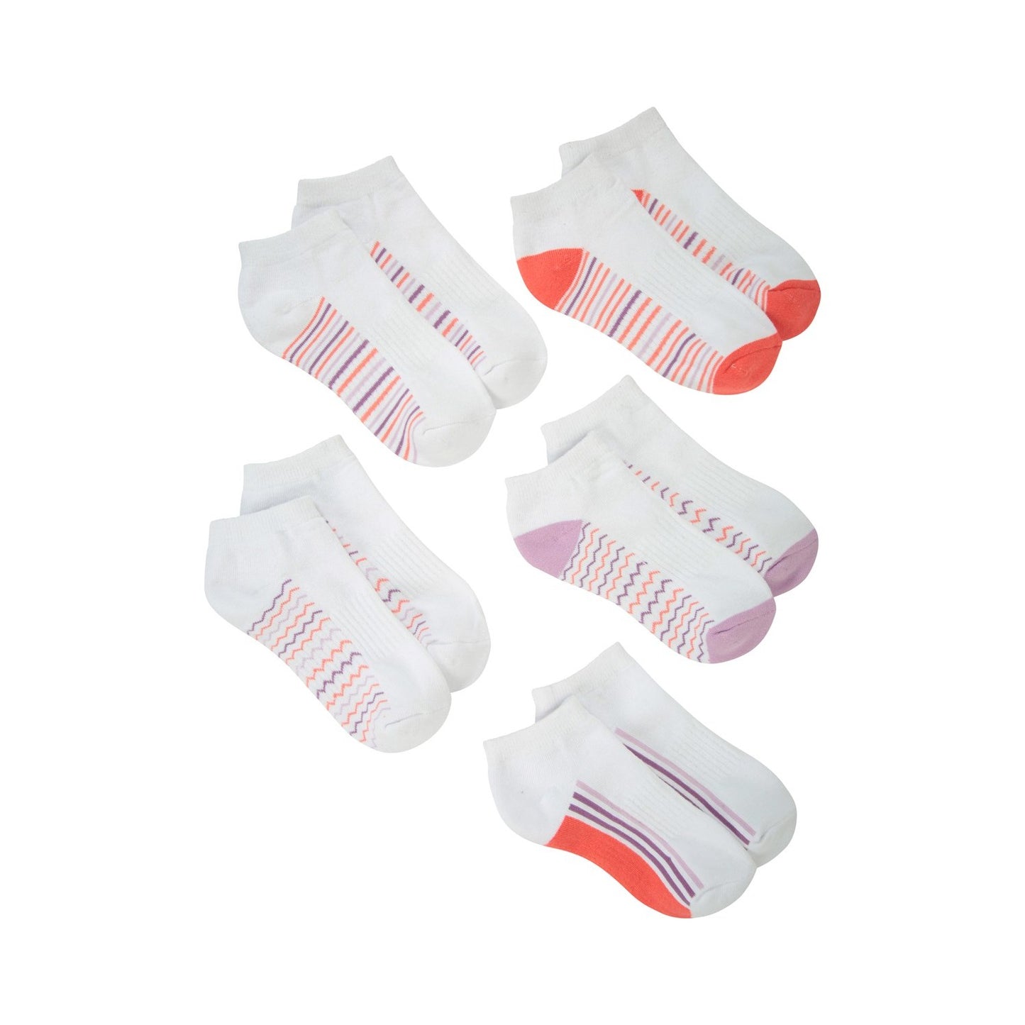 White-Purple-Orange - Front - Mountain Warehouse Childrens-Kids Trainer Socks (Pack of 5)