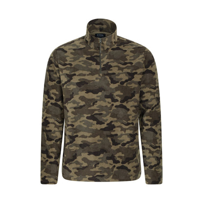 Camouflage Green - Front - Mountain Warehouse Mens Camber II Half Zip Fleece Top
