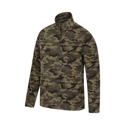 Camouflage Green - Side - Mountain Warehouse Mens Camber II Half Zip Fleece Top