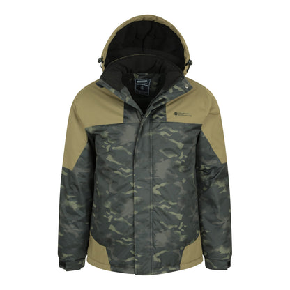 Dark Khaki - Pack Shot - Mountain Warehouse Mens Shadow Camouflage Ski Jacket