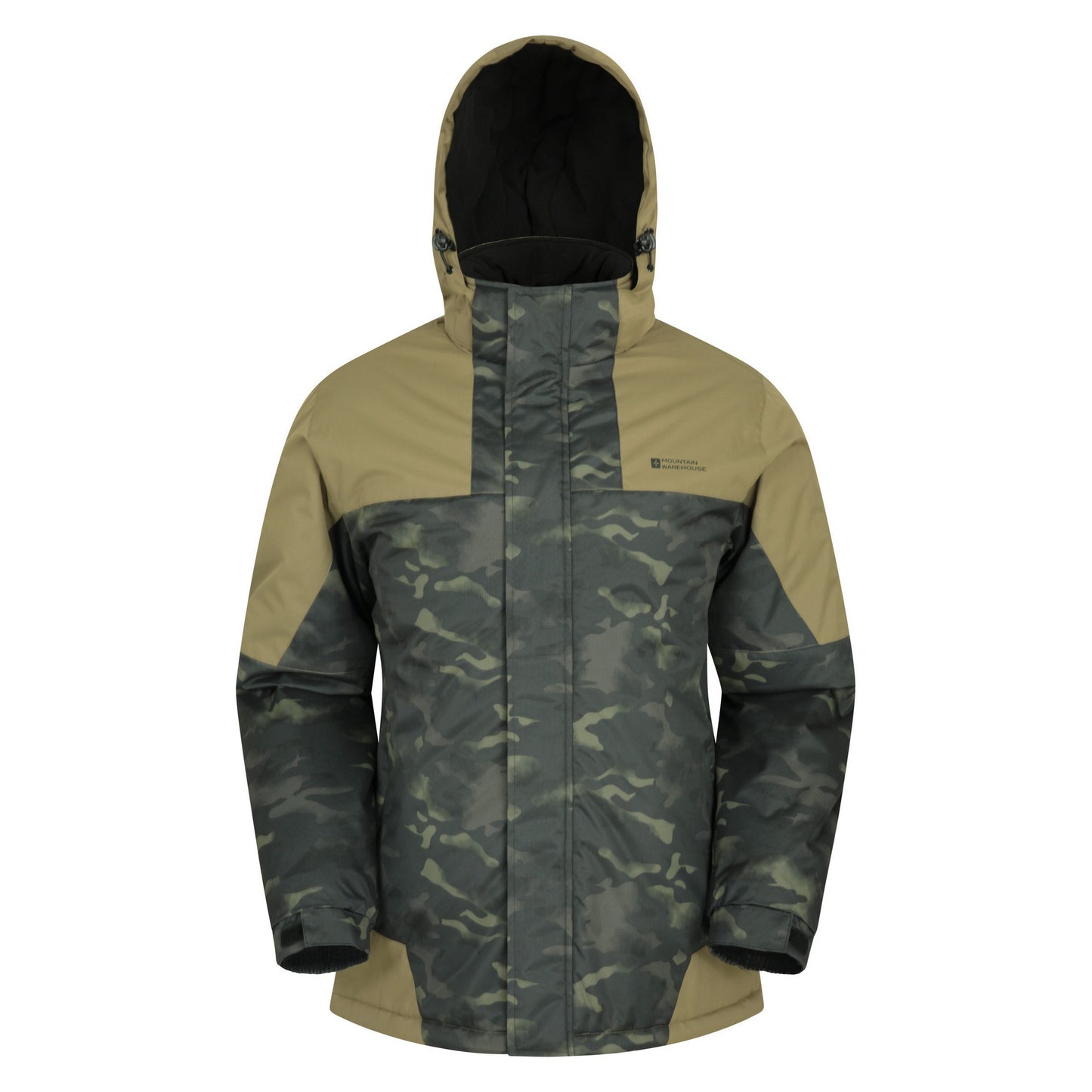 Dark Khaki - Front - Mountain Warehouse Mens Shadow Camouflage Ski Jacket