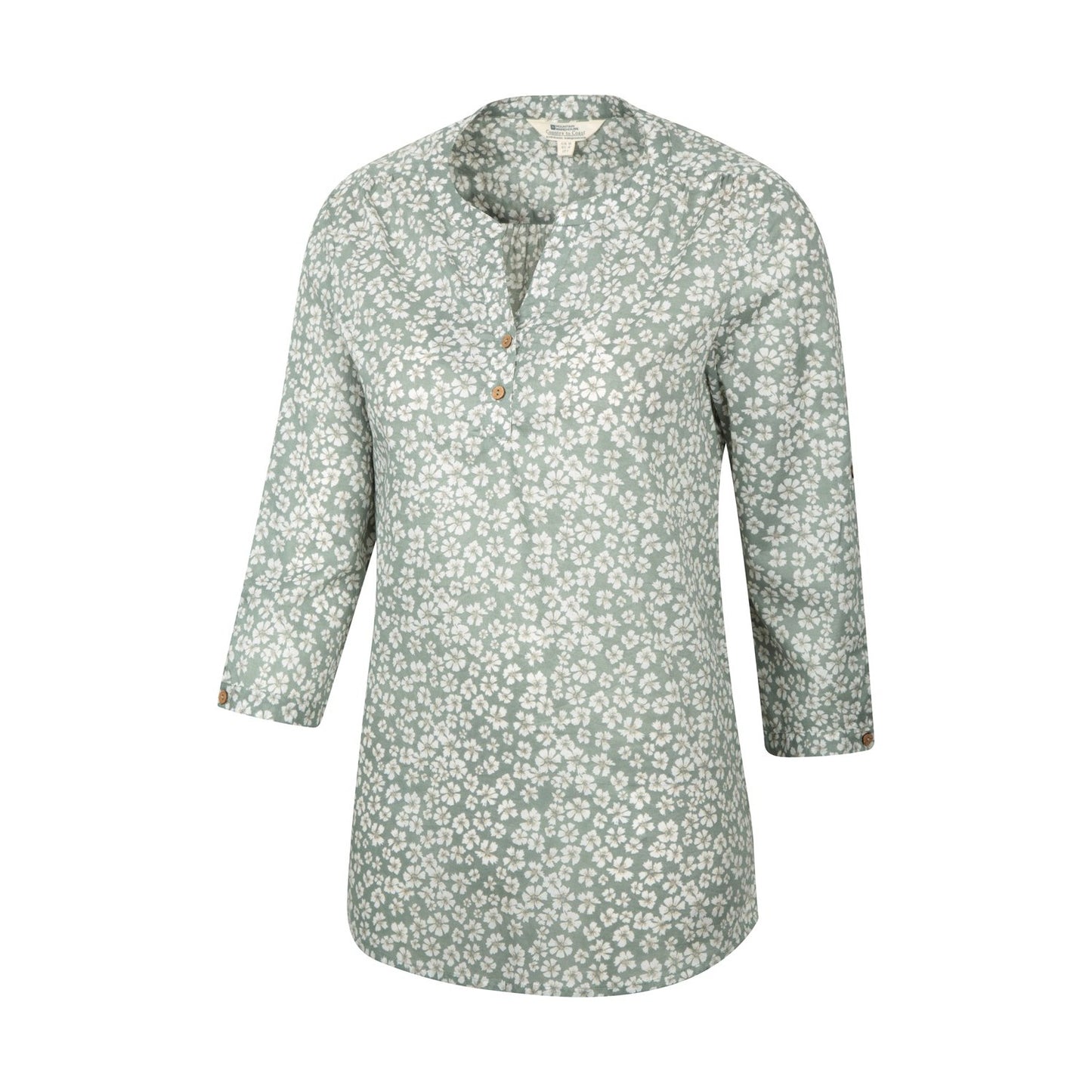 Green - Side - Mountain Warehouse Womens-Ladies Petra Floral 3-4 Sleeve Shirt