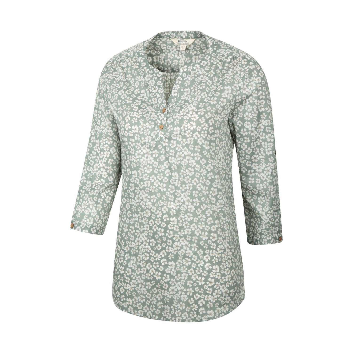Green - Side - Mountain Warehouse Womens-Ladies Petra Floral 3-4 Sleeve Shirt