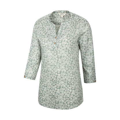 Green - Side - Mountain Warehouse Womens-Ladies Petra Floral 3-4 Sleeve Shirt