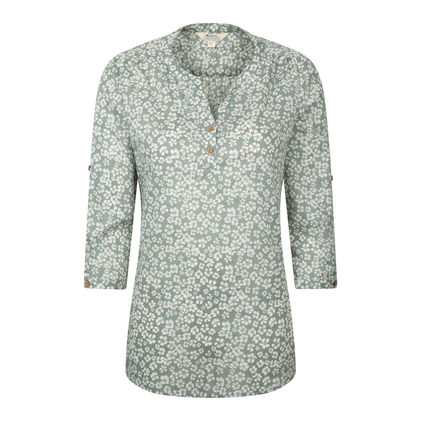 Green - Front - Mountain Warehouse Womens-Ladies Petra Floral 3-4 Sleeve Shirt
